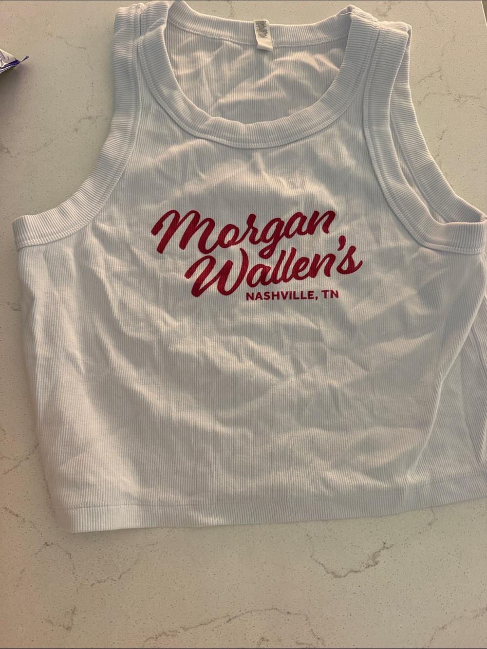 White Kids Tank Top with Red Script Logo